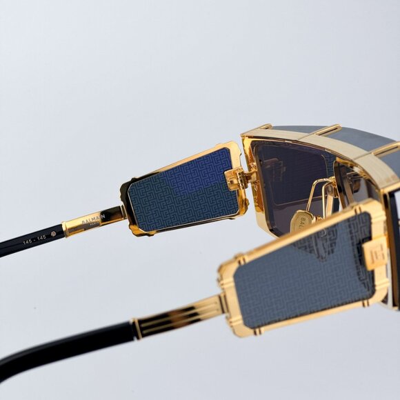 Balmain WONDER BOY-III BPS-127A Women BRAND NEW Sunglasses Titanium Gold Shield - Picture 10 of 14